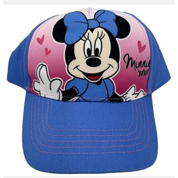 Disney Minnie Mouse Kid's Adjustable Baseball Cap Pink and Blue~New - Picture 1 of 3